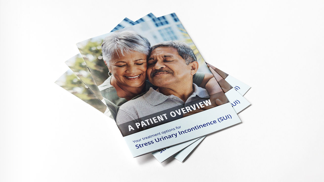 Brochures voor patiënten over stress- en urine-incontinentie.