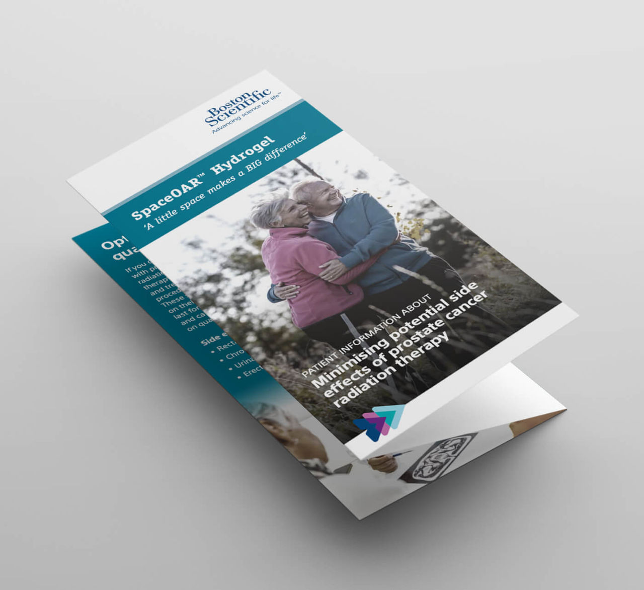 Broschyr om SpaceOAR-hydrogel med patientinformation.